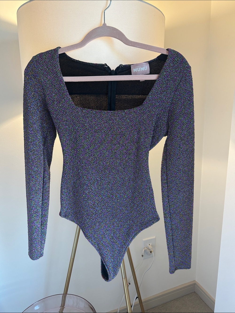 Show me your mumu like new sparkly purple body suit